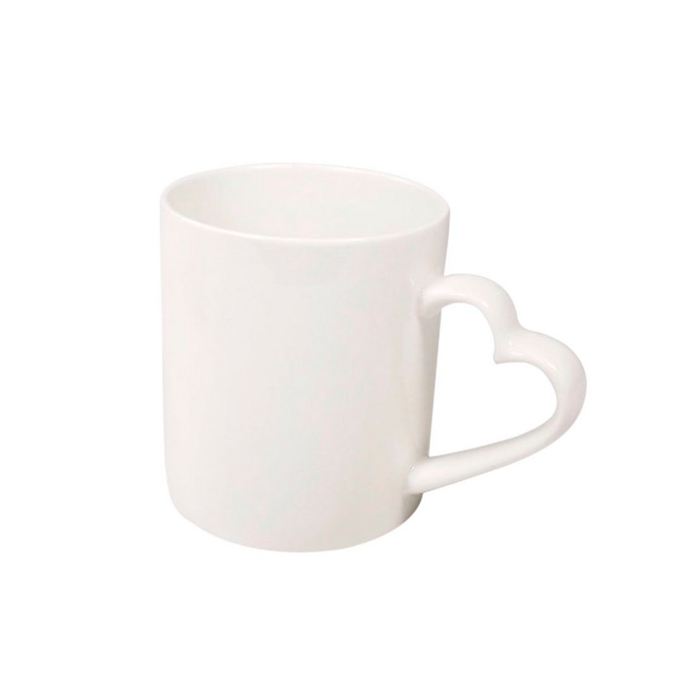 Caneca de Porcelana com Alça de Coração Branco