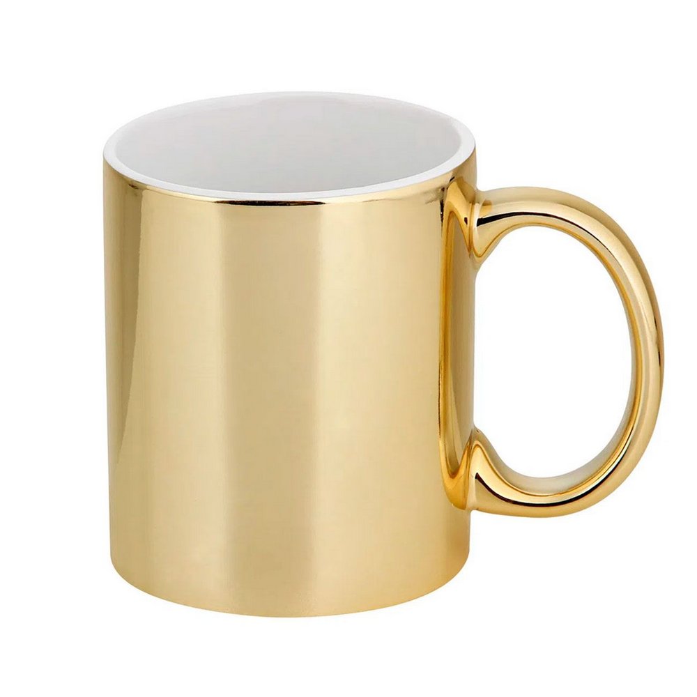 Caneca de Porcelana Cromada Dourada