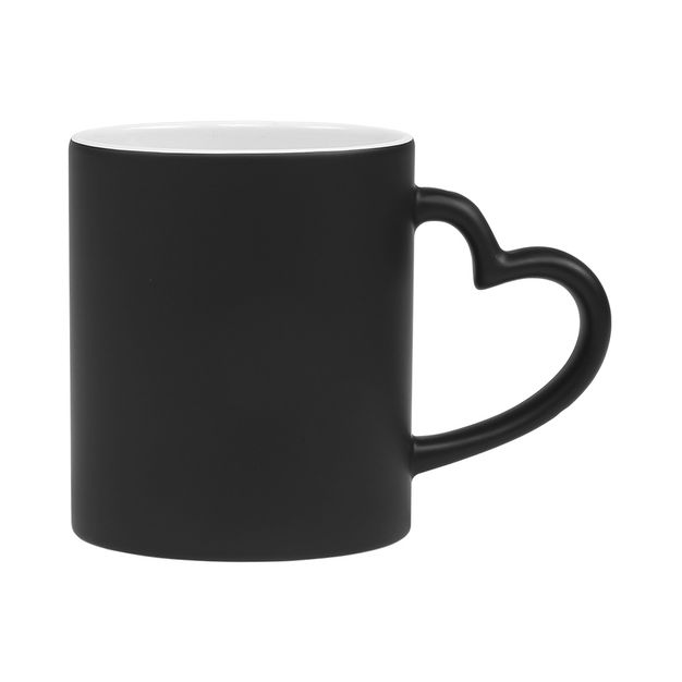 Caneca de Porcelana Mágica Alça de Coração
