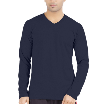 Camiseta Manga Longa Gola V Algodão Premium