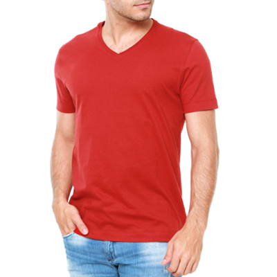 Camiseta Tradicional Gola V Algodão Premium